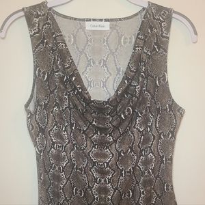 Calvin Klein | Top - Draped, Sleeveless (Snakeskin Print) - Medium